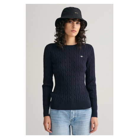 SVETR GANT STRETCH COTTON CABLE C-NECK modrá