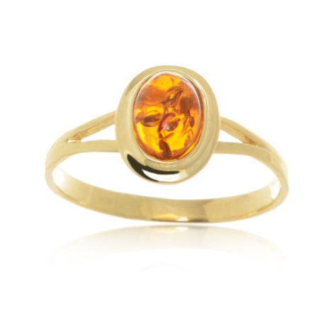 Dámský prsten ze žlutého zlata s jantarem PR0600F + DÁREK ZDARMA