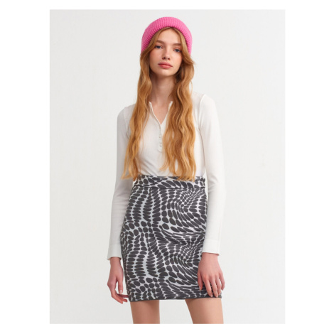 Dilvin 1308 Patterned Short Knitwear Skirt-Smoked