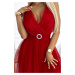 Červené dámské šaty s výstřihem a ozdobnou přezkou model 19444223 - numoco basic
