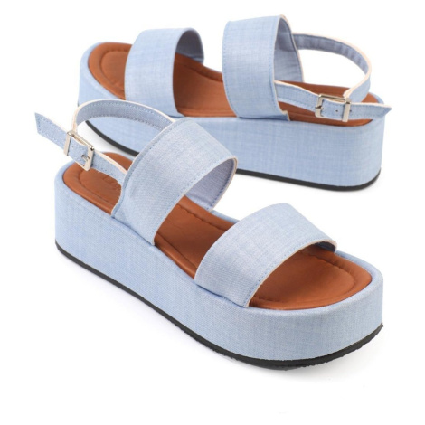 Capone Outfitters Denim Jeans Wedge Heeled Women's Sandals