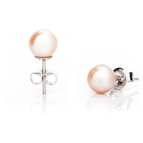 Buka Jewelry | Vpichovací perlové náušnice Mutiara 6 AAA - Barva Růžová, Drahý kov Rhodiované st