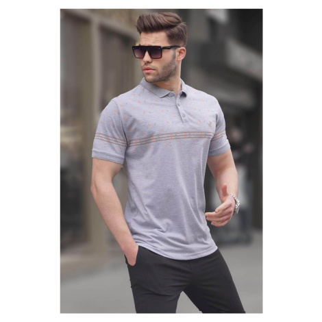 Madmext Gray Men's Polo Neck T-Shirt 6077