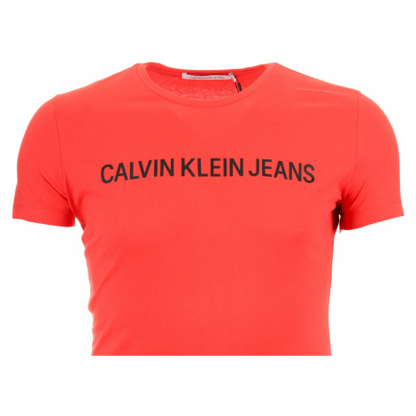 Pánské červené tričko s nápisem Calvin Klein Jeans | Modio.cz