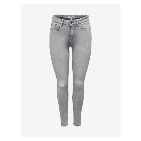 Světle šedé dámské skinny fit džíny s potrhaným efektem ONLY Blush