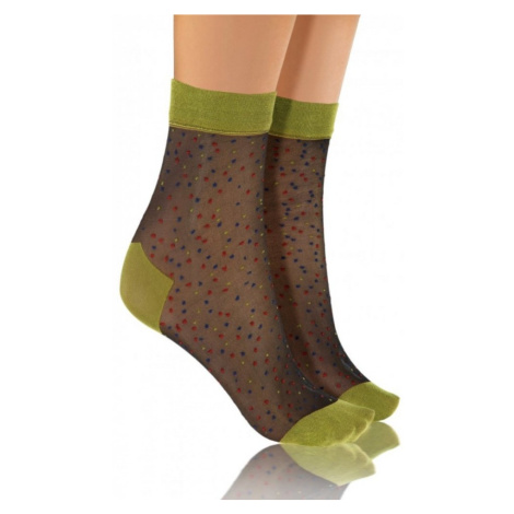 Sesto Senso Fashion Nylon tečky zelené/černé Dámské ponožky