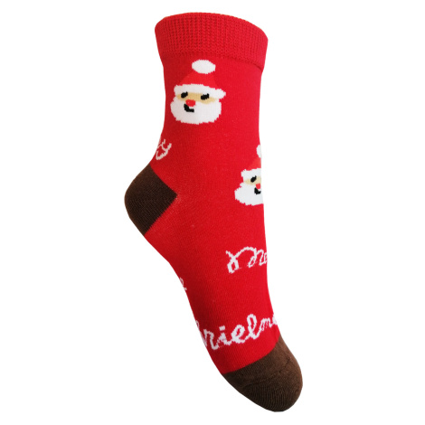 Dětské vánoční ponožky Aura.Via - SG9102, červená/ hnědá pata Barva: Červená