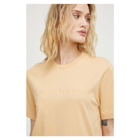 Bavlněné tričko AllSaints PIPPA žlutá barva