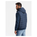 Men's quilted bomber jacket with high collar - navy blue V2 OM-JALP-0140