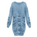 Modrý dámský svetr s nabíráním (181ART)