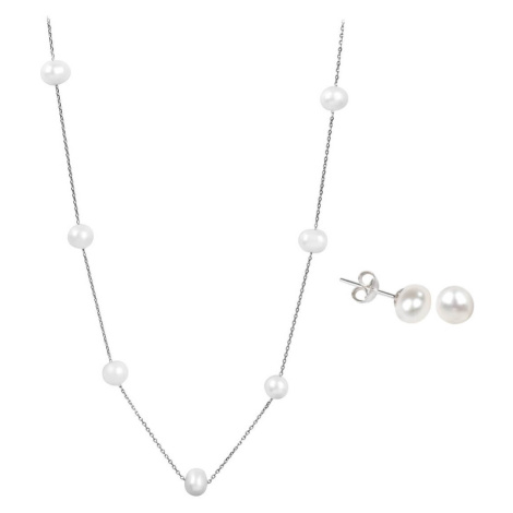 JwL Luxury Pearls Zvýhodněná perlová souprava šperků JL0026 a JL0355 (náhrdelník, náušnice)