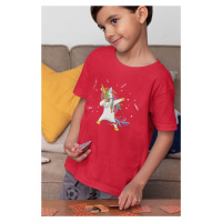 MMO Chlapecké tričko Dabujúci unicorn Barva: Červená