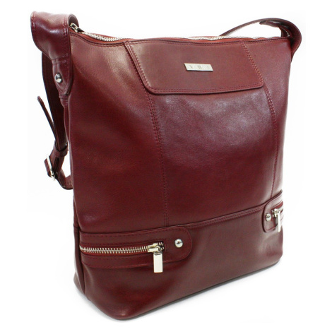 Dámská zipová kožená kabelka - česká výroba; červená