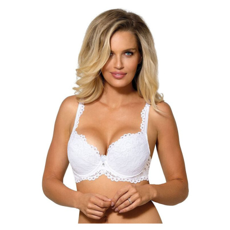 Krajková push-up podprsenka Nevia bílá Róza
