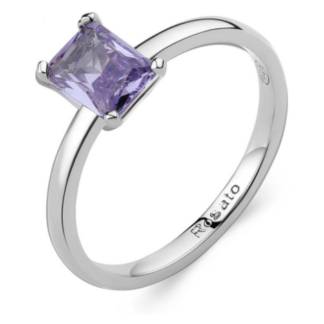 Rosato Minimalistický stříbrný prsten s fialovým zirkonem Allegra RZAL061 52 mm
