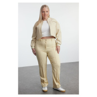 Trendyol Curve Mink Stitch Detailed Straight Cut Woven Trousers