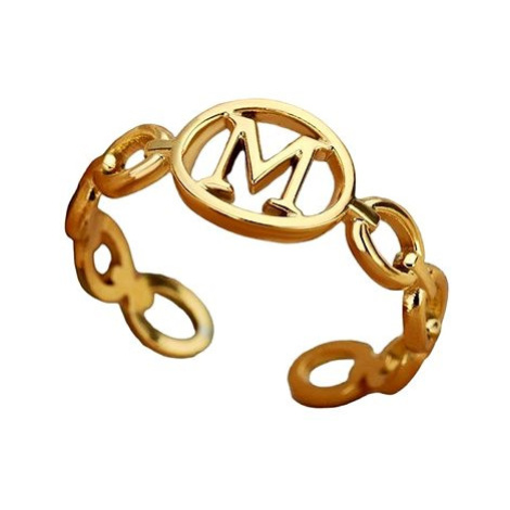 STYLE4 Prsten s nastavitelnou velikostí - písmeno abecedy, zlatá ocel, P