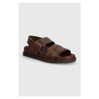 Kožené sandály Tommy Hilfiger ELEVATED TH BUCKLE LTH SANDAL pánské, hnědá barva, FM0FM05007