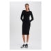 DEFACTO Bodycon Crew Neck Ribbed Camisole Midi Long Sleeve Dress