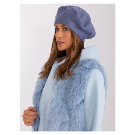 Šedomodrý dámský baret s aplikacemi Fashionhunters