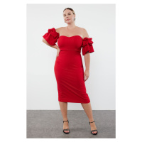 Trendyol Curve Red Bodycon Woven Lined Evening Dress/Night/Graduation/Engagement Dress