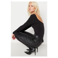 Trendyol Black Decollete Fitted/Situated Flexible Snaps Knitted Body