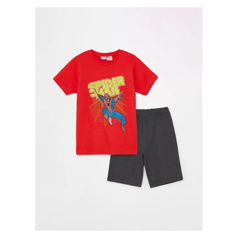 LC Waikiki Lcw Kids Crew Neck Spiderman Printed Short Sleeve Boys Children's Shorts Pajamas Set