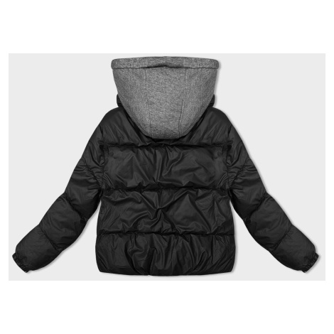 Černá dámská zimní bunda s látkovou kapucí (B8213-1) S'WEST