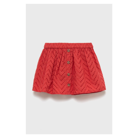 Dětská bavlněná sukně United Colors of Benetton červená barva, mini