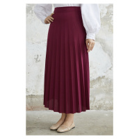 InStyle Luisa Waist Elastic Pleated Skirt - Plum