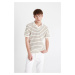 DEFACTO Regular Fit Striped Short Sleeve Knitwear Polo T-Shirt