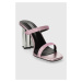 Pantofle Karl Lagerfeld KL TOWER dámské, růžová barva, na podpatku, KL33921