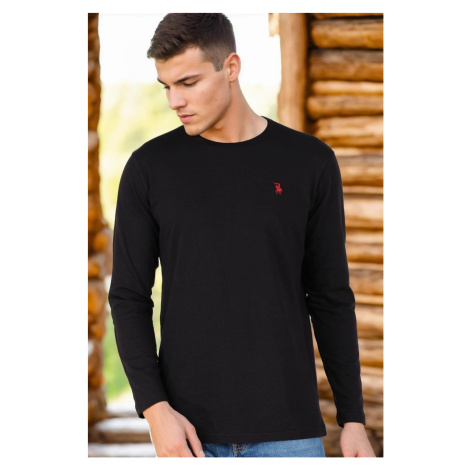 T8588 DEWBERRY BIKE COLLAR LONG SLEEVE T-SHIRT-BLACK-2