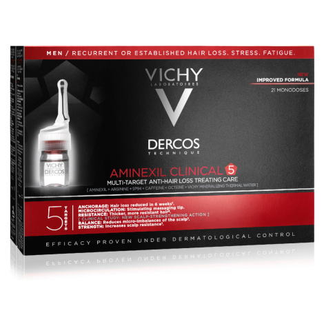 Vichy Dercos Aminexil Clinical 5 Multiúčelová kúra proti vypadávání vlasů pro muže 21 x 6 ml