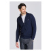 SVETR GANT COTTON PIQUE ZIP CARDIGAN EVENING BLUE