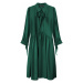 Dámské šaty v lahvově zelené barvě s volánkovým stojáčkem (208ART)