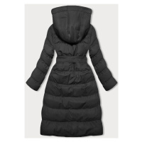 Dlouhá černá dámská zimní bunda s kapucí (5M3178-392)