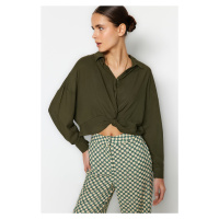 Trendyol Khaki Crop Tkaná Halenka