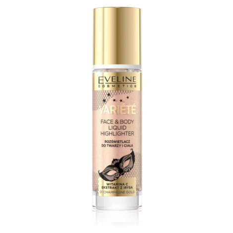 Eveline Cosmetics Variété tekutý rozjasňovač na obličej a tělo odstín 01 Sparkling Wine Gold 30 