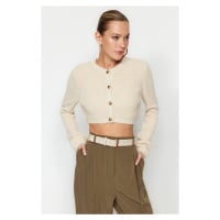 Trendyol Beige Super Crop pletený svetr