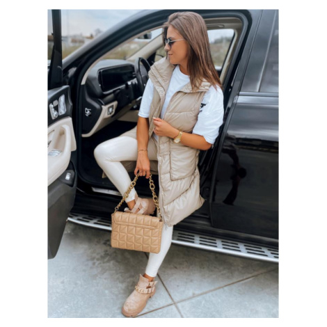 Dámská dlouhá prošívaná vesta béžové barvy DStreet