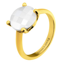 Pierre Lannier Pozlacený prsten s bílým achátem Multiples BJ06A321 54 mm