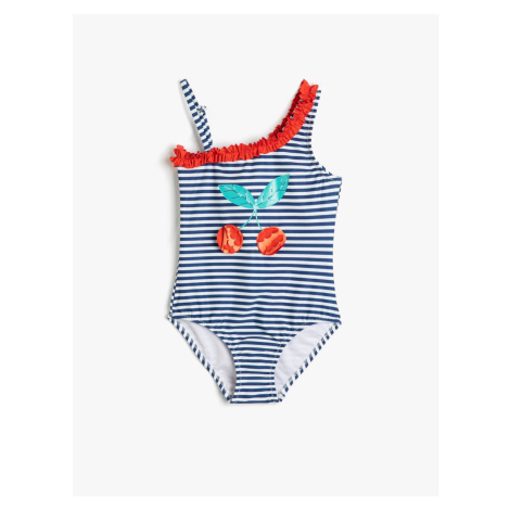 Koton Ruffle Detailed One-Shoulder Swimsuit with Applique Detail.