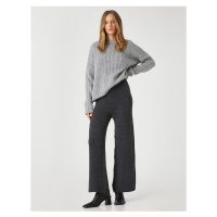 Koton Knitwear Trousers, Wide Legs, Elastic Waist.