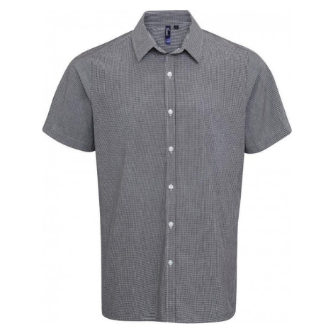 Premier Workwear Pánská popelínová košile Gingham s drobným kostkovaným vzorem a krátkým rukávem