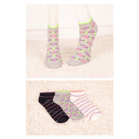 armonika Women's Dotted Heart Short Booties Socks 3-Pack