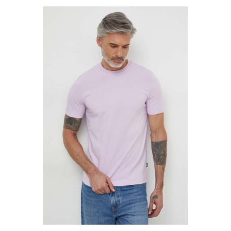 Bavlněné tričko BOSS fialová barva Hugo Boss