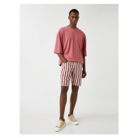 Koton Striped Denim Shorts with Pockets