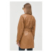 Kožený kabát Weekend Max Mara dámský, hnědá barva, přechodný, oversize