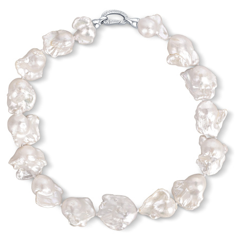 JwL Luxury Pearls Nepřehlédnutelný stříbrný náhrdelník z velkých barokních perel JL0795